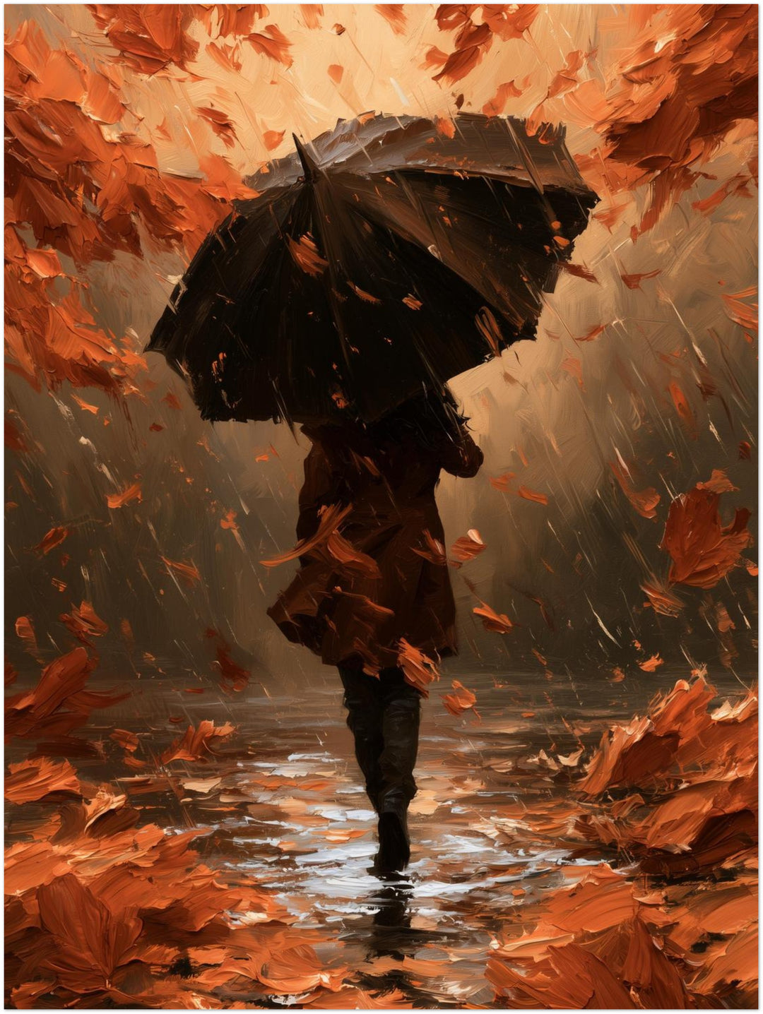 Herbststurm im Regen Leinwandbild – Ohne Rahmen – Produktfoto