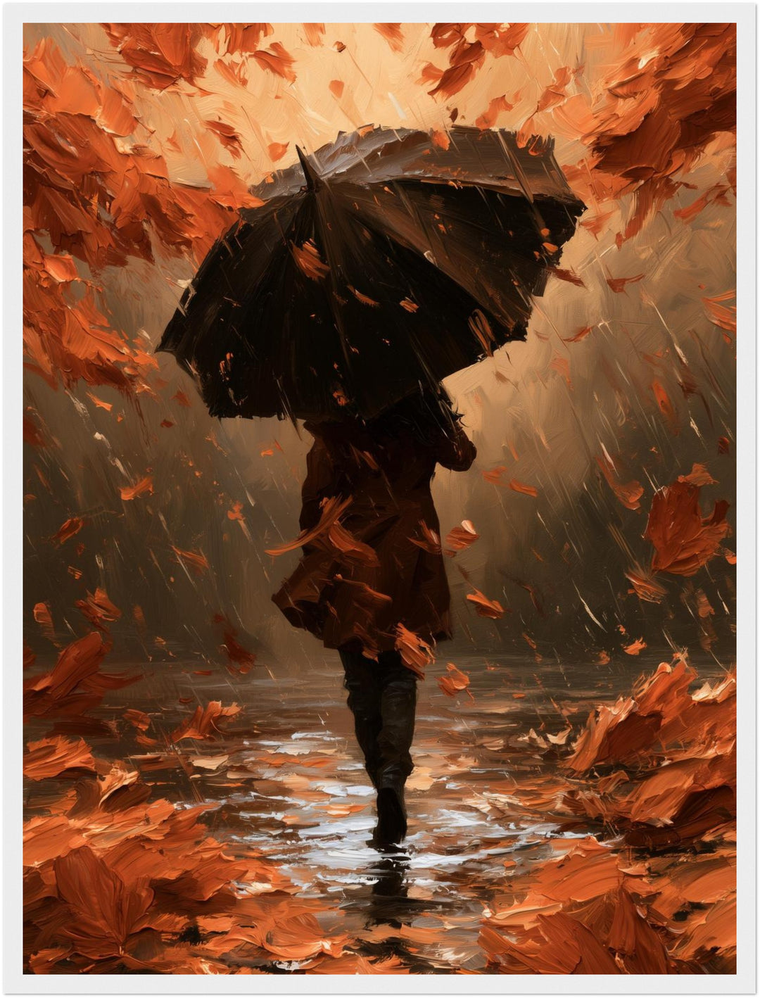 Herbststurm im Regen Poster – Weißer Rahmen – Produktfoto