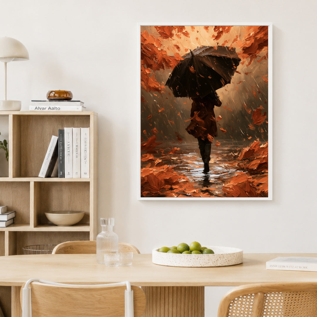 Herbststurm im Regen Poster – Weißer Rahmen – Produktfoto