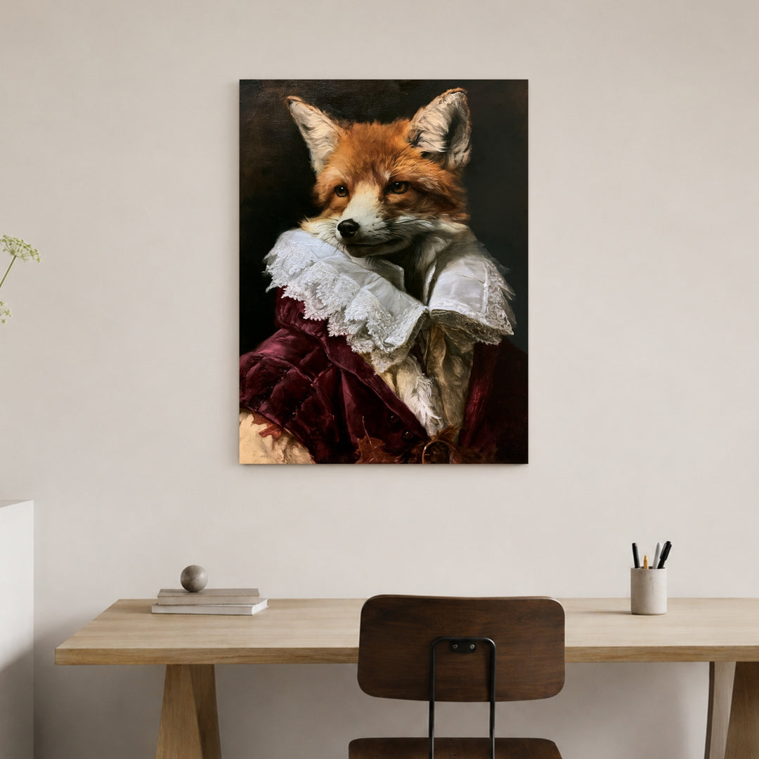 Fuchs im Barockgewand Leinwandbild – Ohne Rahmen – Produktfoto