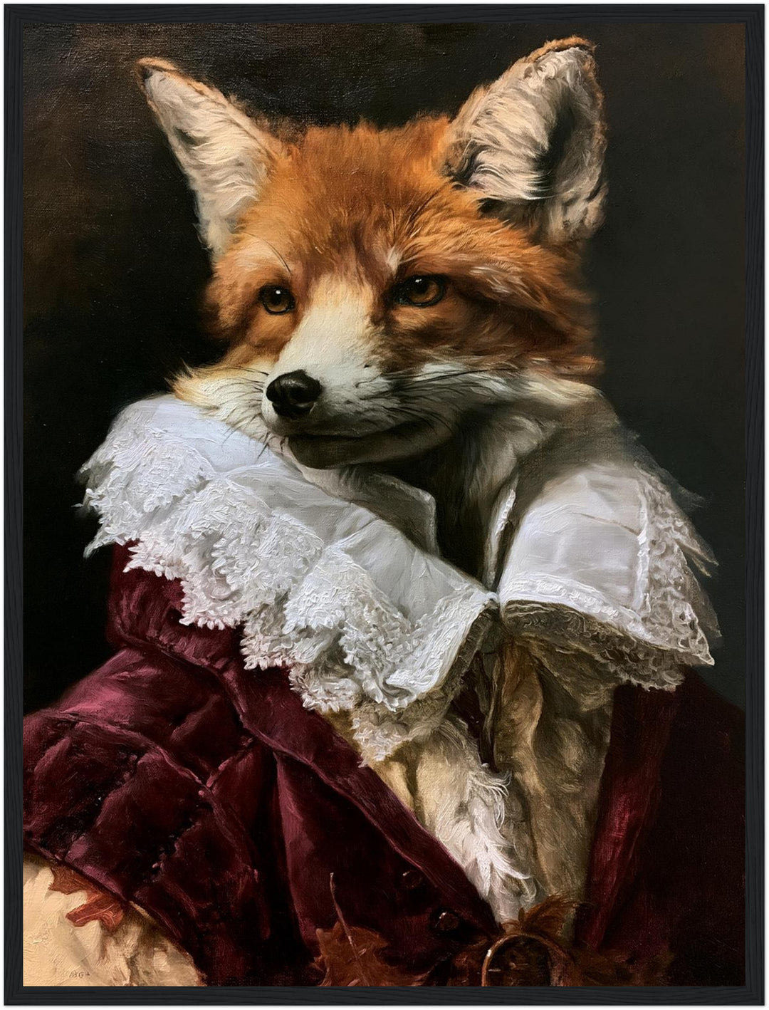 Fuchs im Barockgewand Poster – Schwarzer Rahmen – Produktfoto