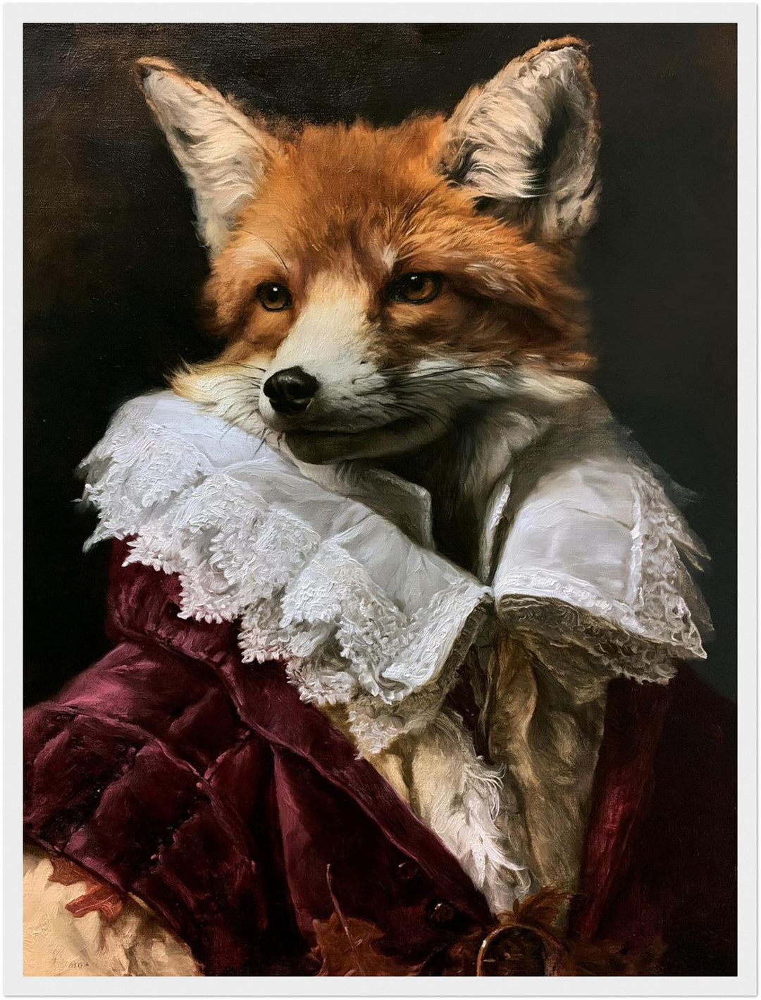 Fuchs im Barockgewand Poster – Weißer Rahmen – Produktfoto