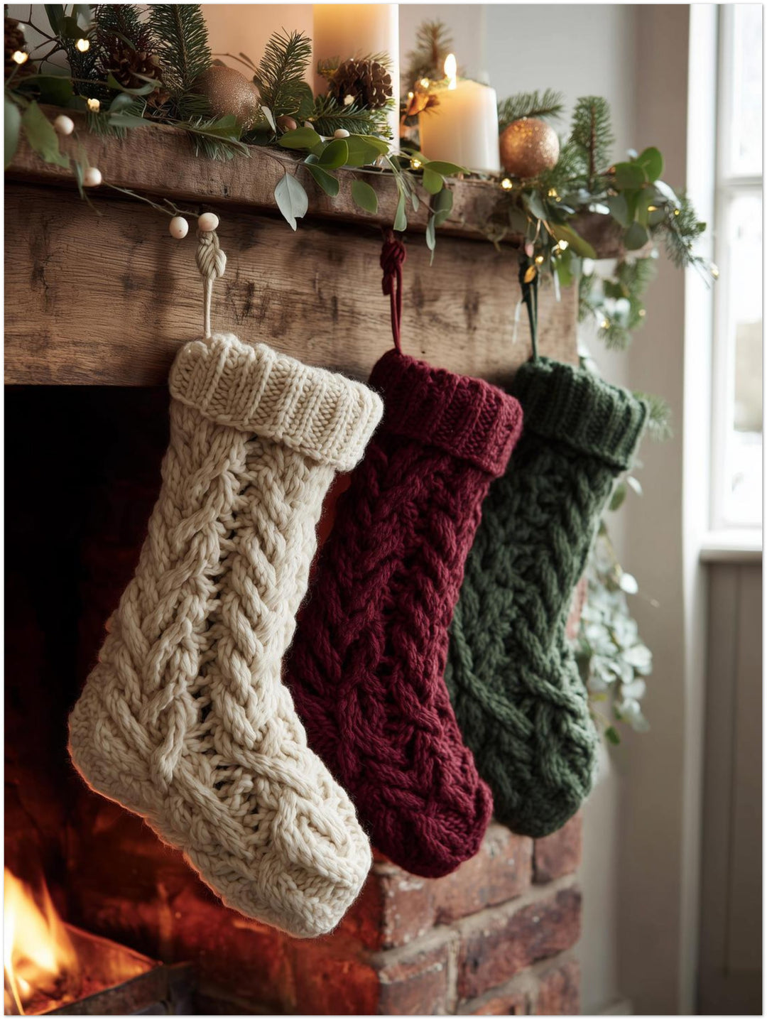 Weihnachtsstrümpfe am Kamin Poster – Ohne Rahmen – Produktfoto