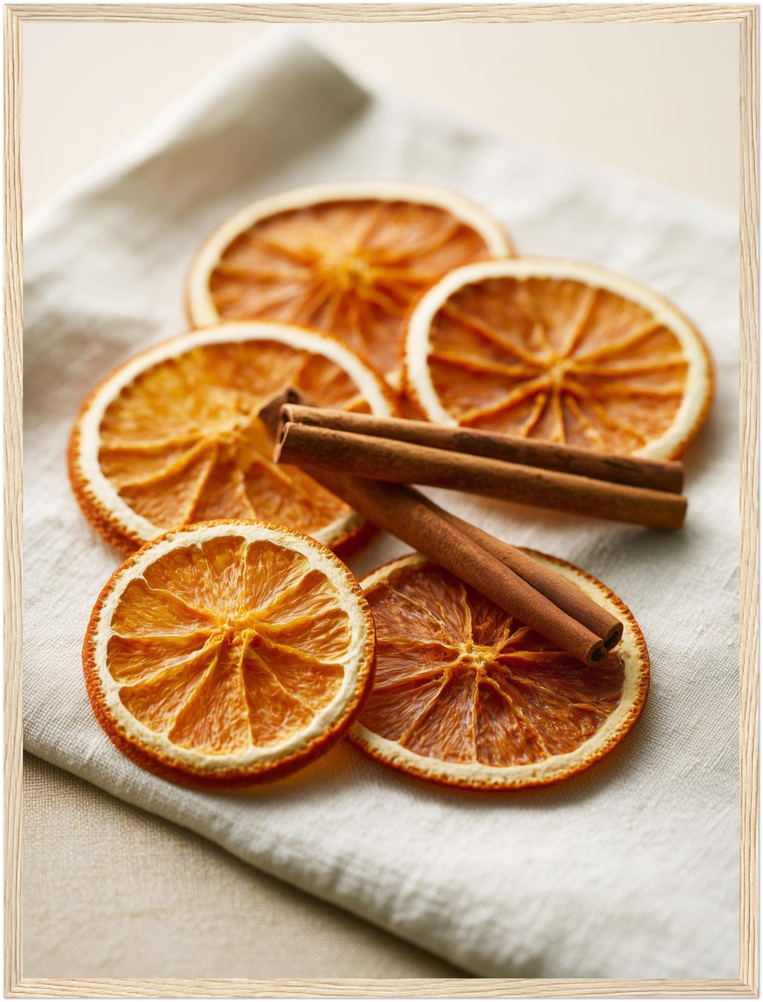 Getrocknete Orangen mit Zimt Poster – Holz natur Rahmen – Produktfoto