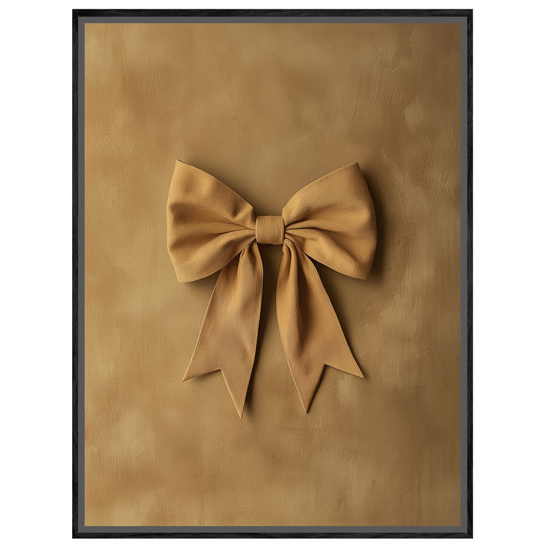 Goldene Schleife Trend Leinwandbild – Schwarzer Rahmen – Wohnzimmer Mockup