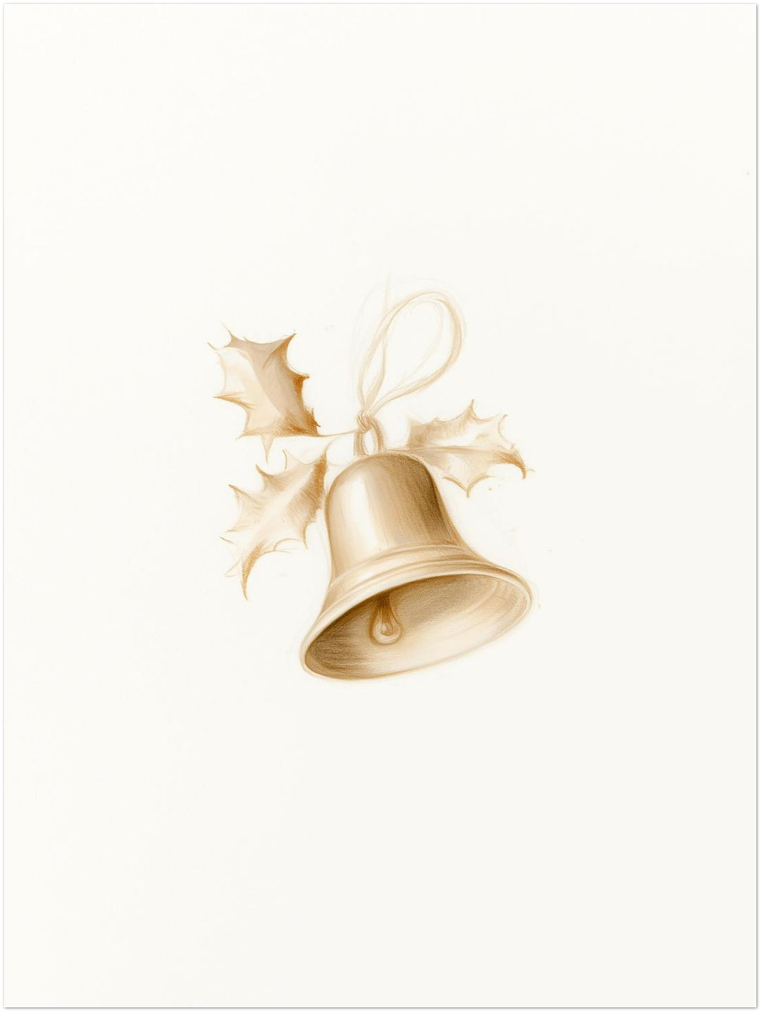Goldene Weihnachtsglocke mit Stechpalme Poster – Ohne Rahmen – Produktfoto