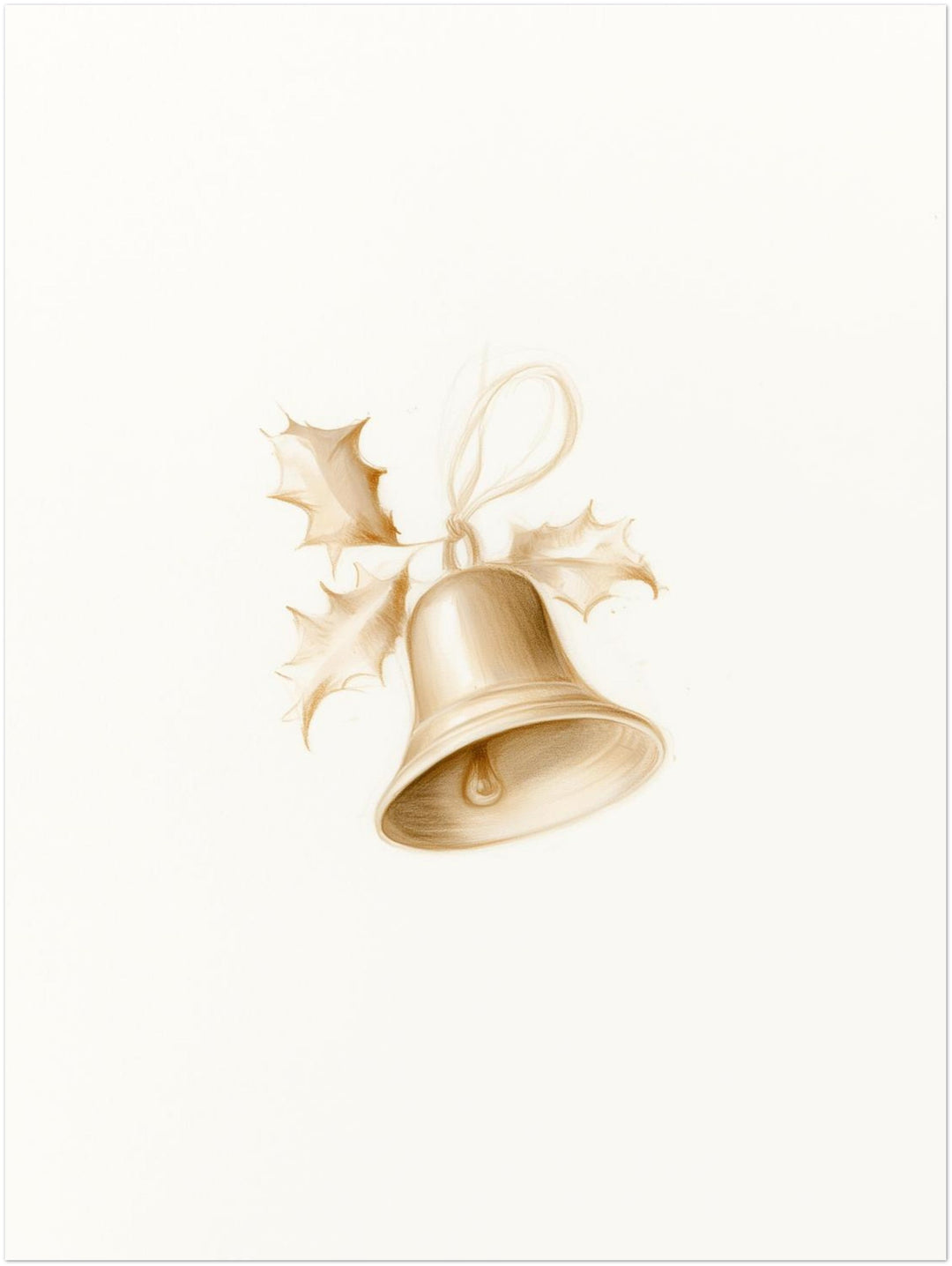 Goldene Weihnachtsglocke mit Stechpalme – Einzelmotiv aus dem 2er Poster Set