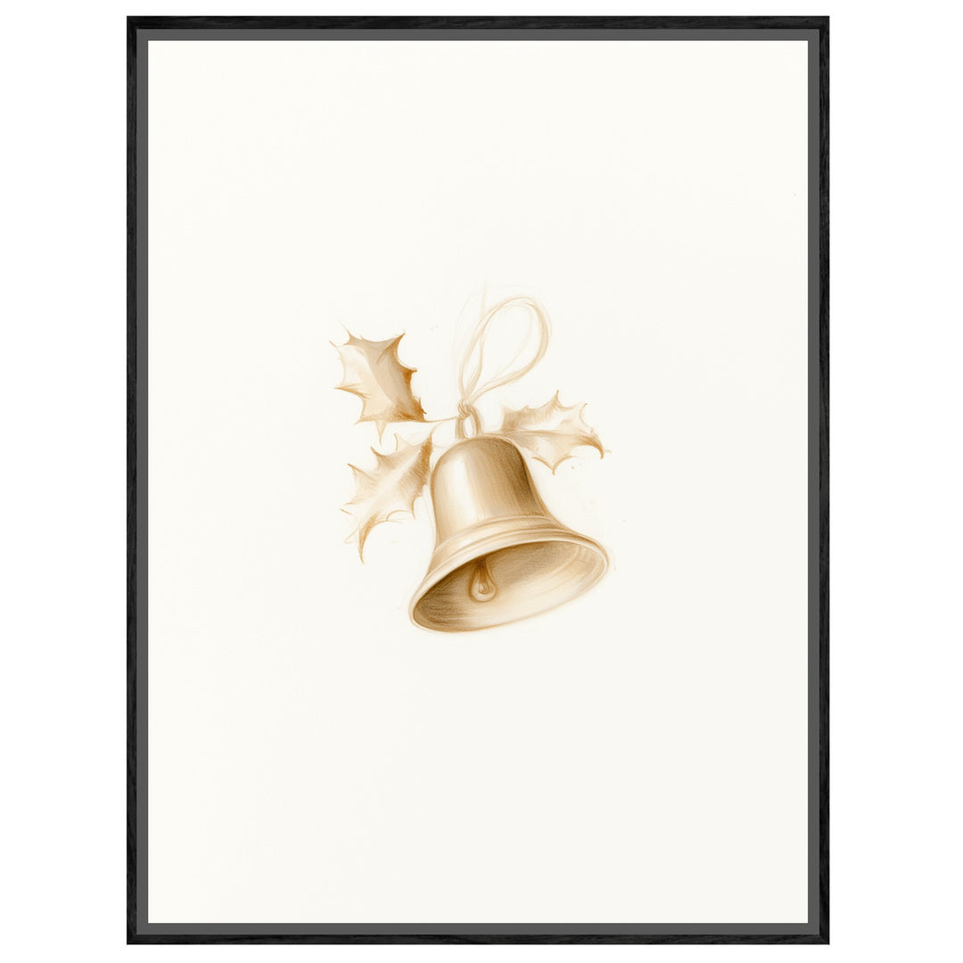 Goldene Weihnachtsglocke mit Stechpalme Leinwandbild – Leinwandbild
