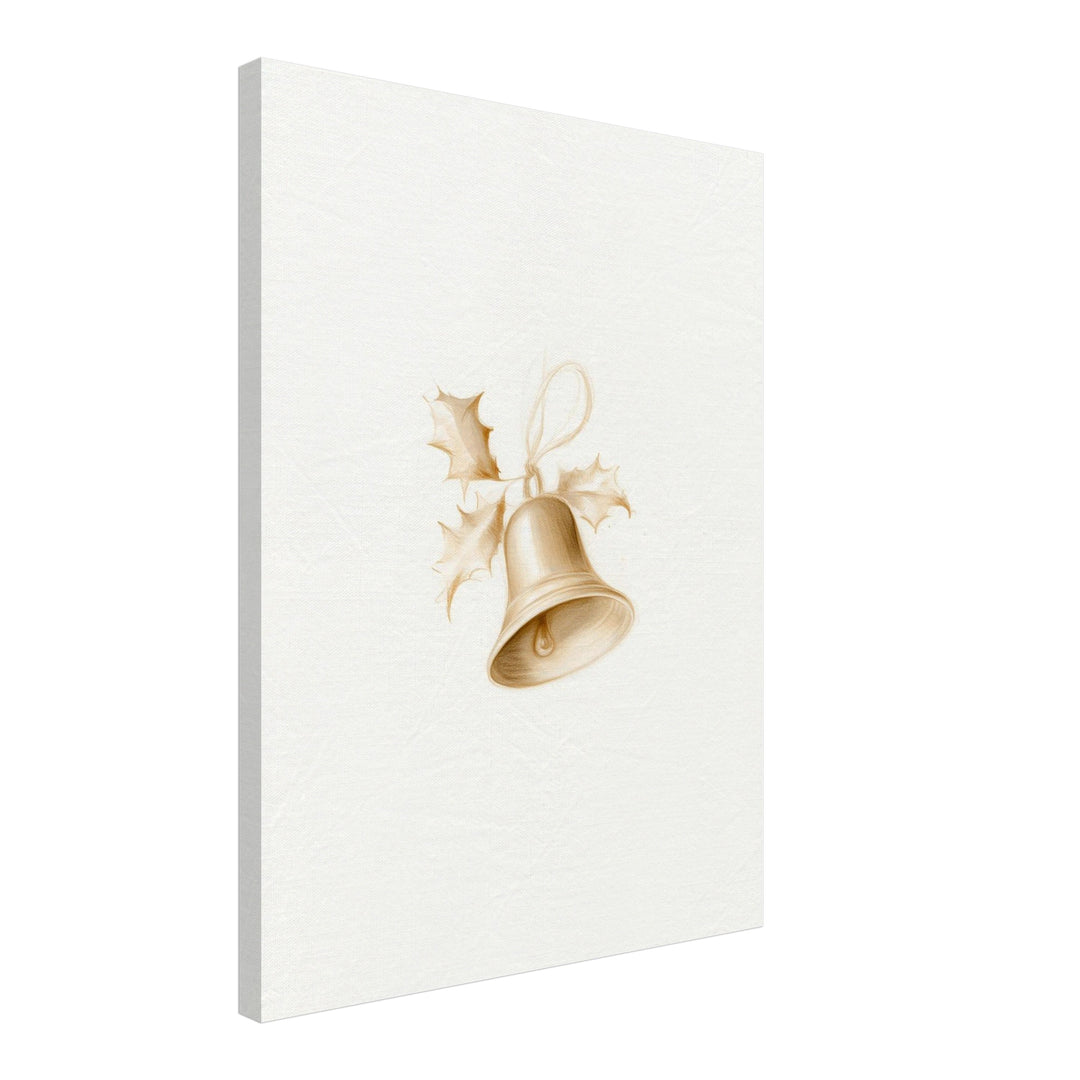Goldene Weihnachtsglocke mit Stechpalme – Einzelmotiv aus dem 2er Leinwand Set
