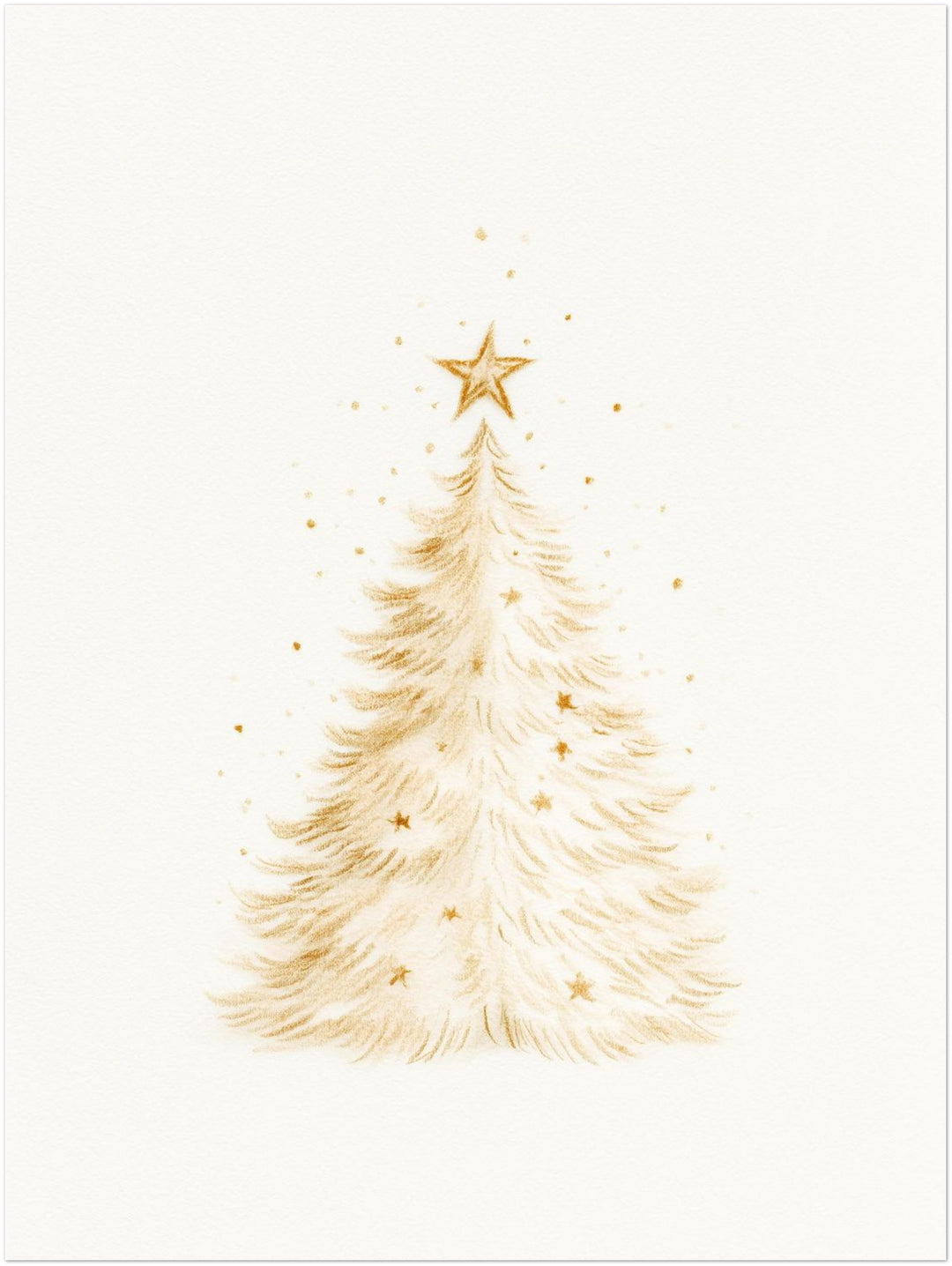 Goldener Weihnachtsbaum im Schnee Poster – Ohne Rahmen – Produktfoto
