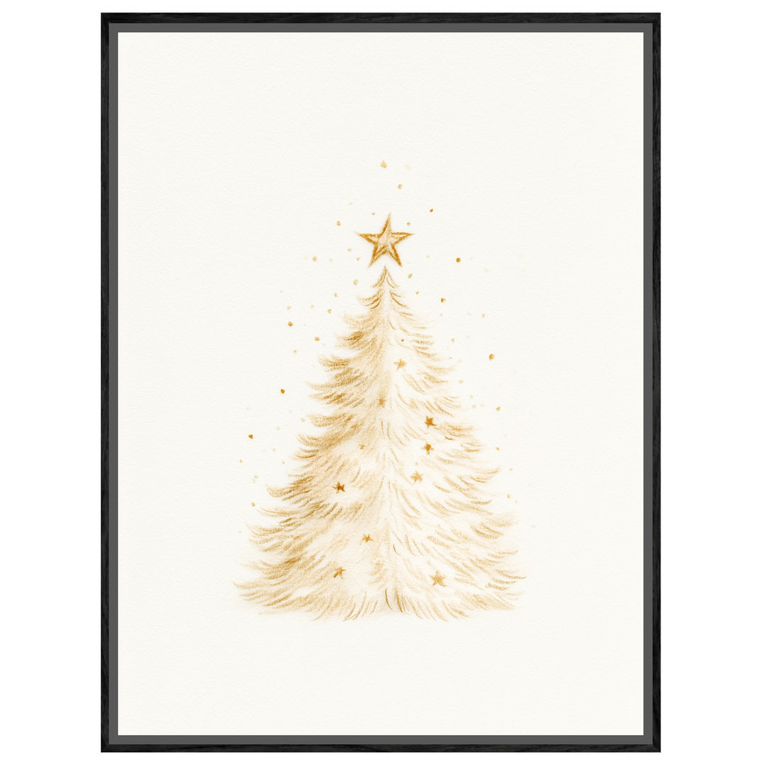 Goldener Weihnachtsbaum im Schnee Leinwandbild – Leinwandbild