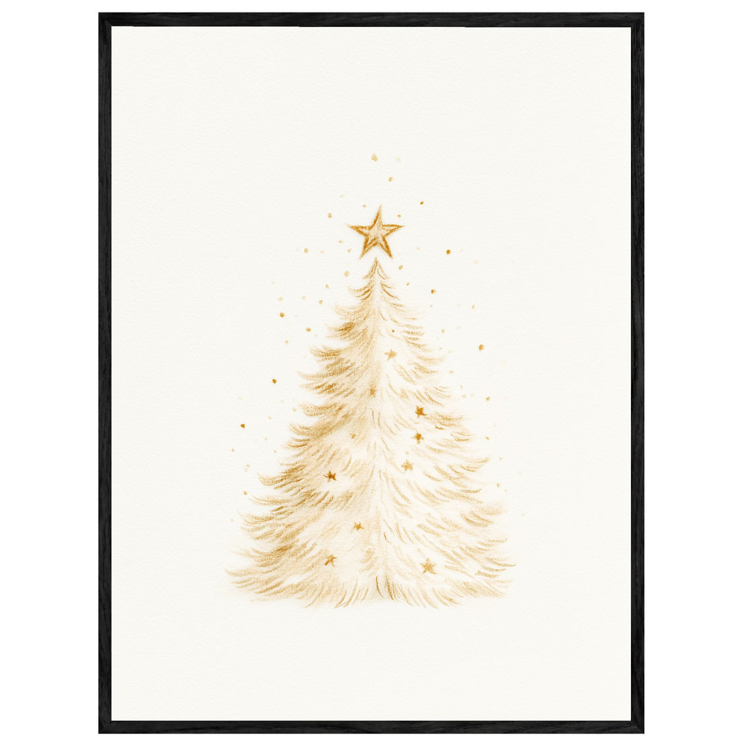 Goldener Weihnachtsbaum im Schnee Leinwand