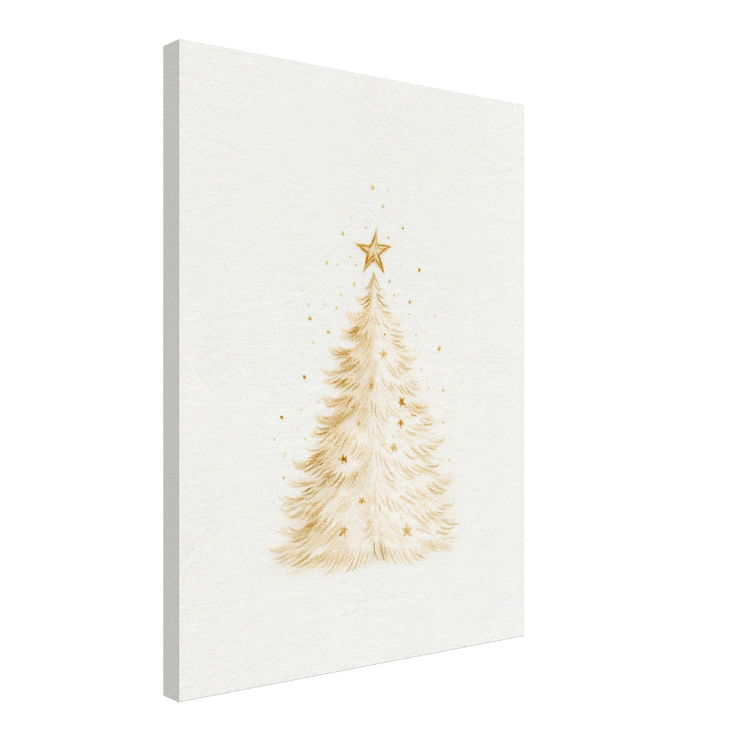 Goldener Weihnachtsbaum im Schnee – Einzelmotiv aus dem 2er Leinwand Set