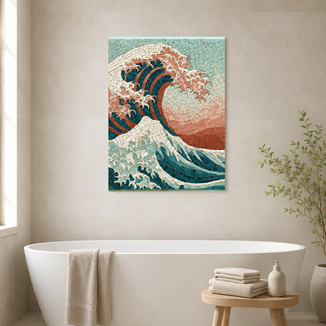 Große Welle Mosaik Poster – Ohne Rahmen – Produktfoto