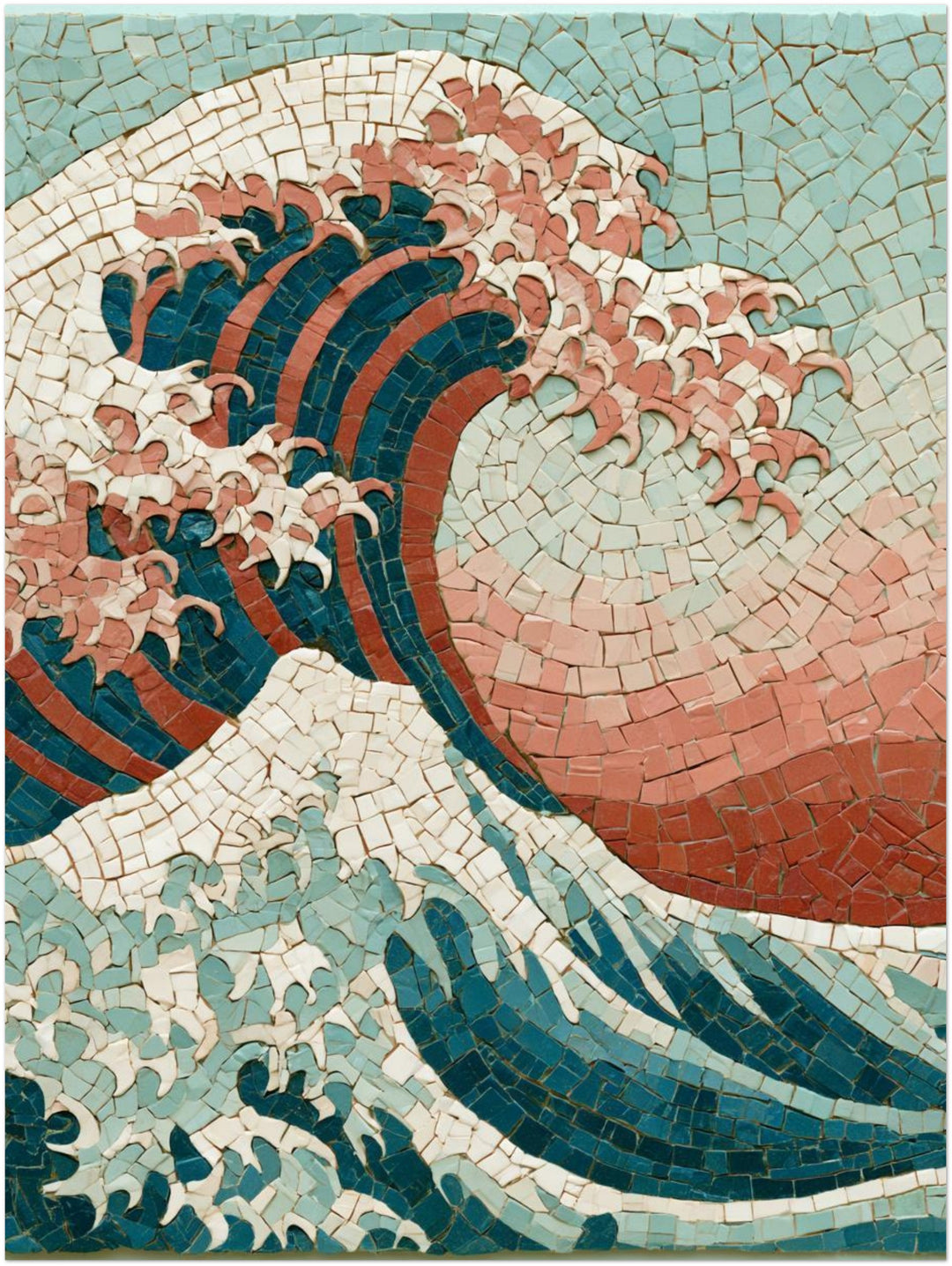Große Welle Mosaik Leinwandbild – Ohne Rahmen – Produktfoto