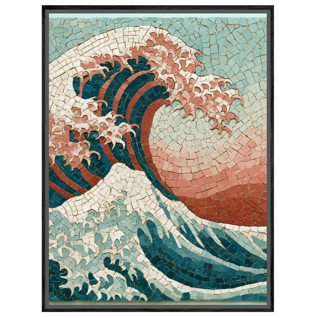 Große Welle Mosaik Leinwandbild – Leinwandbild