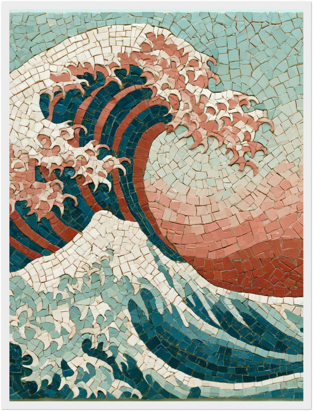 Große Welle Mosaik Poster – Weißer Rahmen – Produktfoto