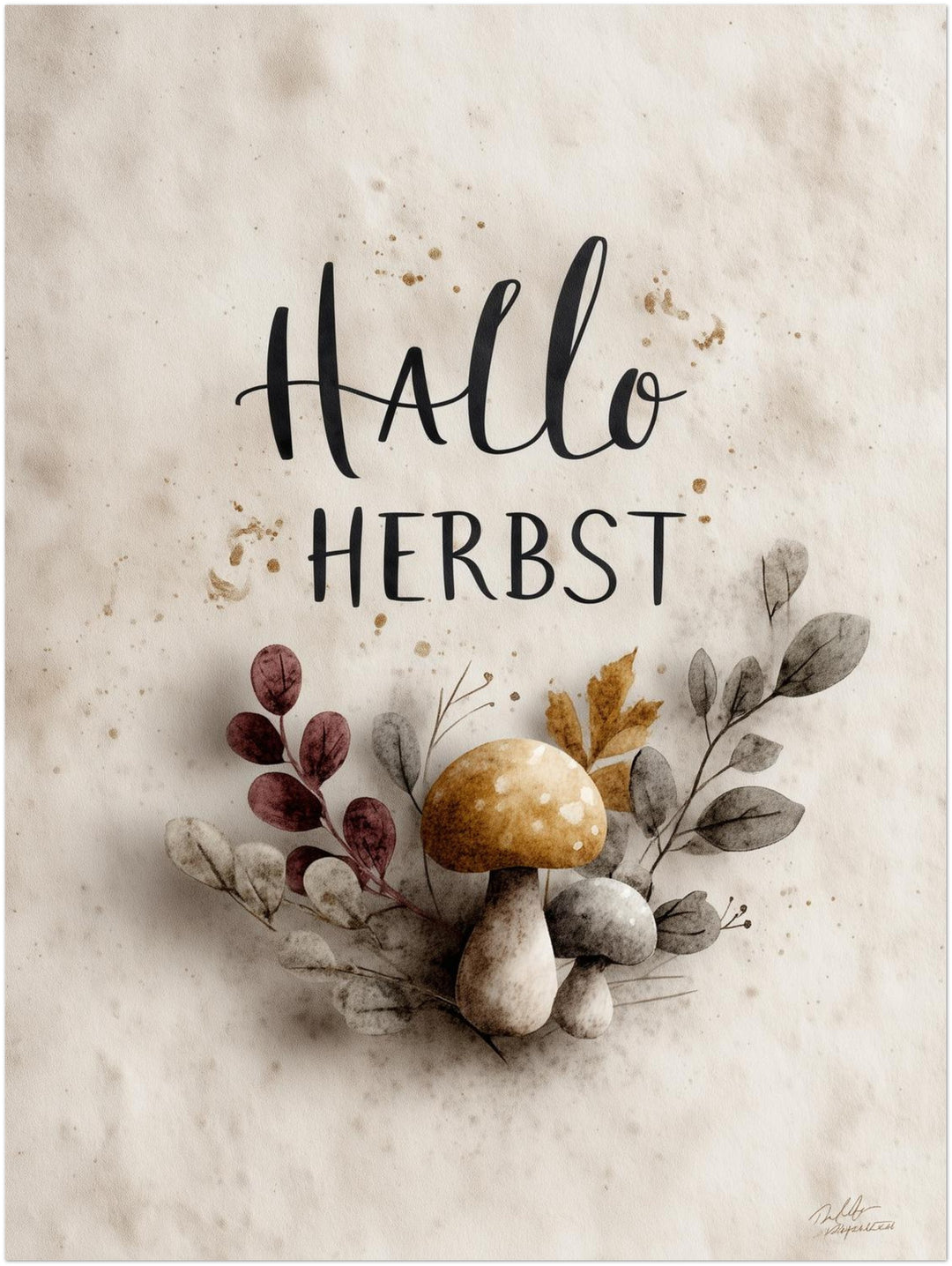 Hallo Herbst mit Pilzen Poster – Ohne Rahmen – Produktfoto