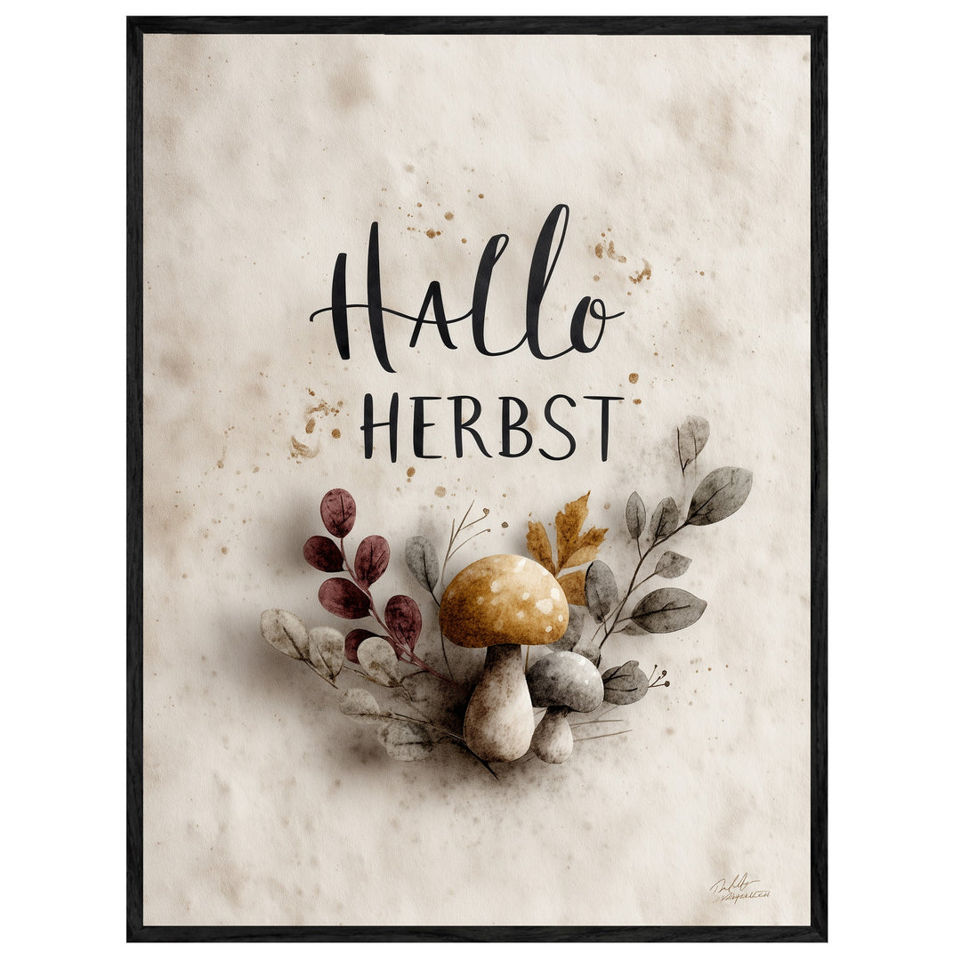 Hallo Herbst mit Pilzen Leinwandbild – Leinwandbild