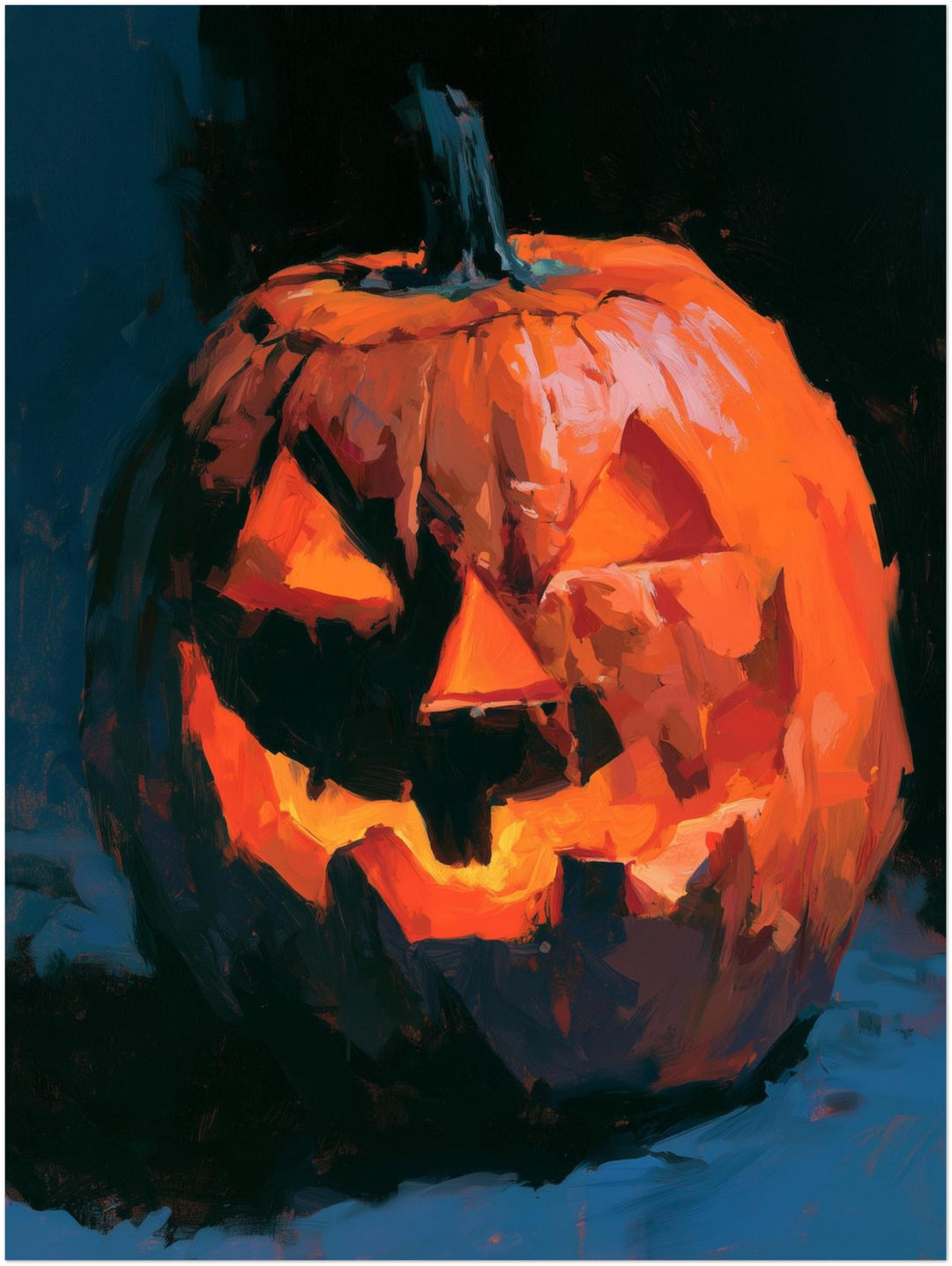 Glühende Kürbislaterne Halloween Leinwandbild – Ohne Rahmen – Produktfoto