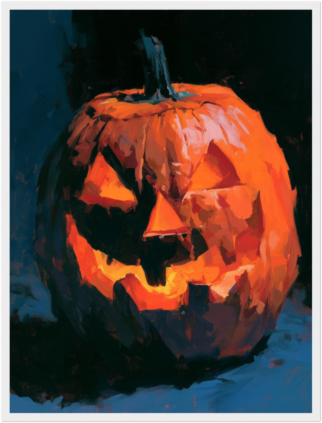 Glühende Kürbislaterne Halloween Poster – Weißer Rahmen – Produktfoto