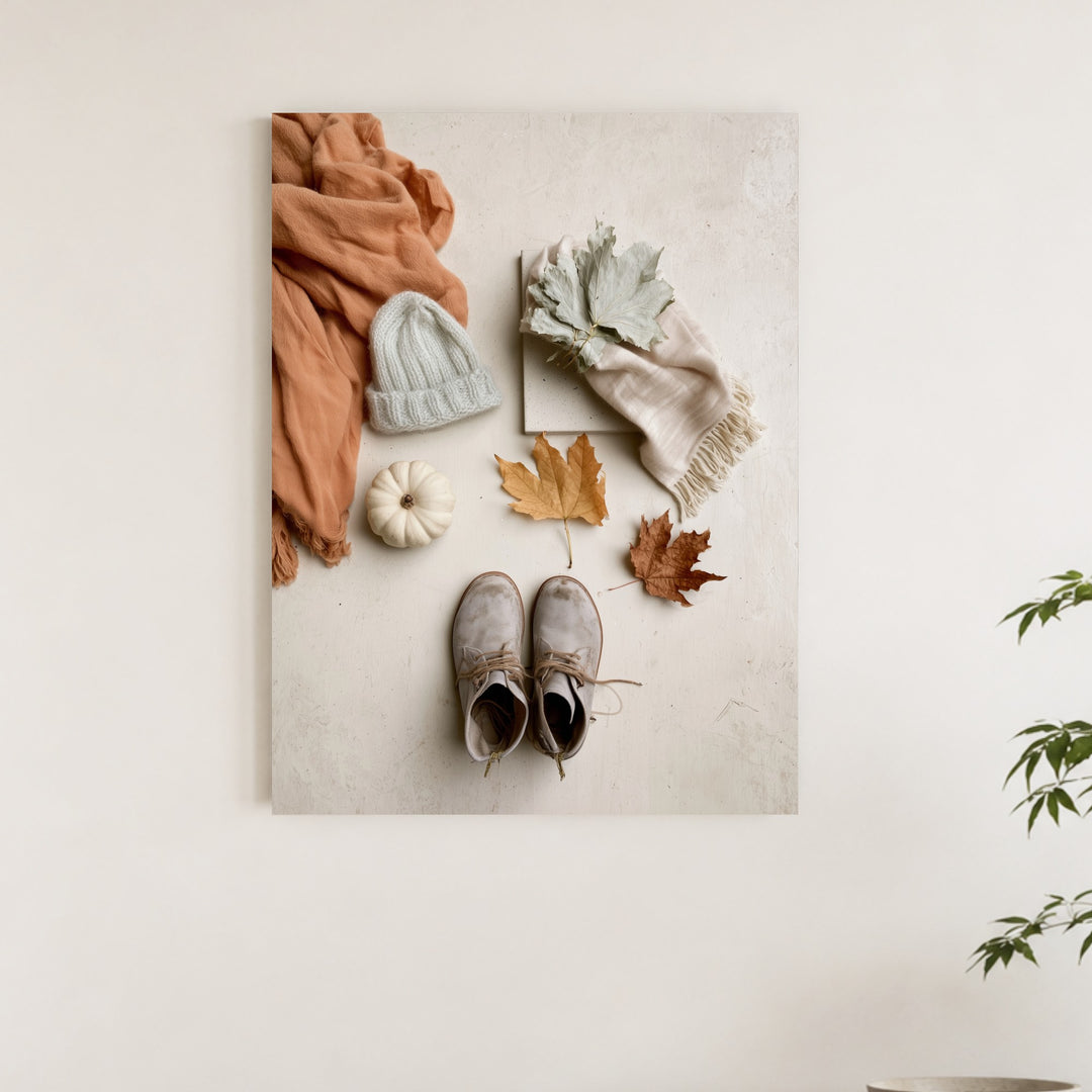 Herbstliches Flatlay Stillleben Leinwandbild – Ohne Rahmen – Produktfoto