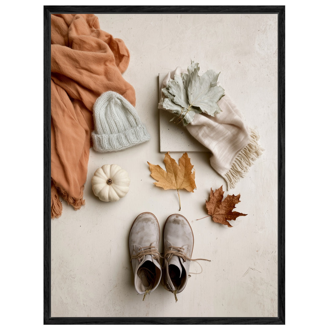 Herbstliches Flatlay Stillleben Leinwandbild – Leinwandbild