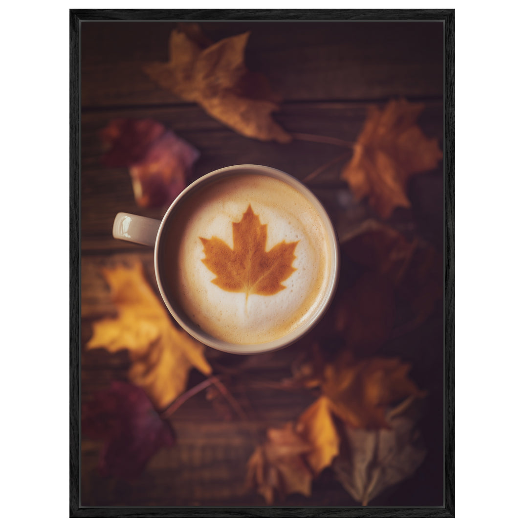 Herbstkaffee mit Ahornblatt Leinwandbild – Leinwandbild