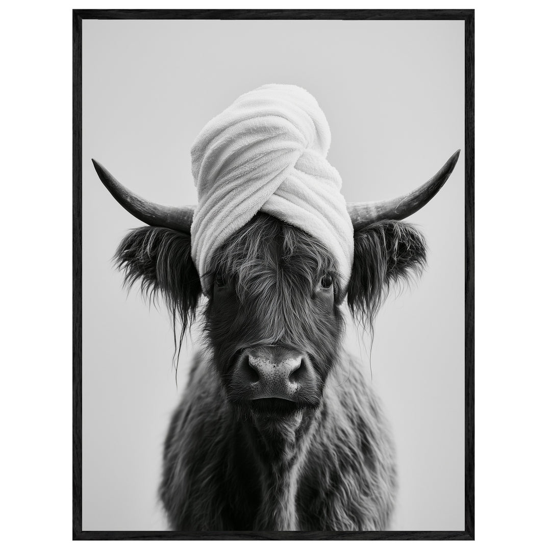Highlander Kuh mit Handtuch Leinwand