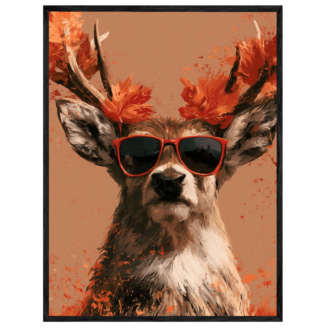 Hirsch mit roter Sonnenbrille Leinwand