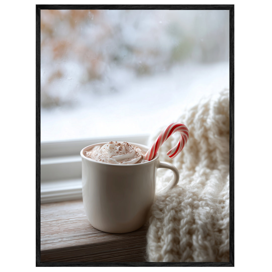 Winterlicher Kakao am Fenster Leinwandbild – Leinwandbild