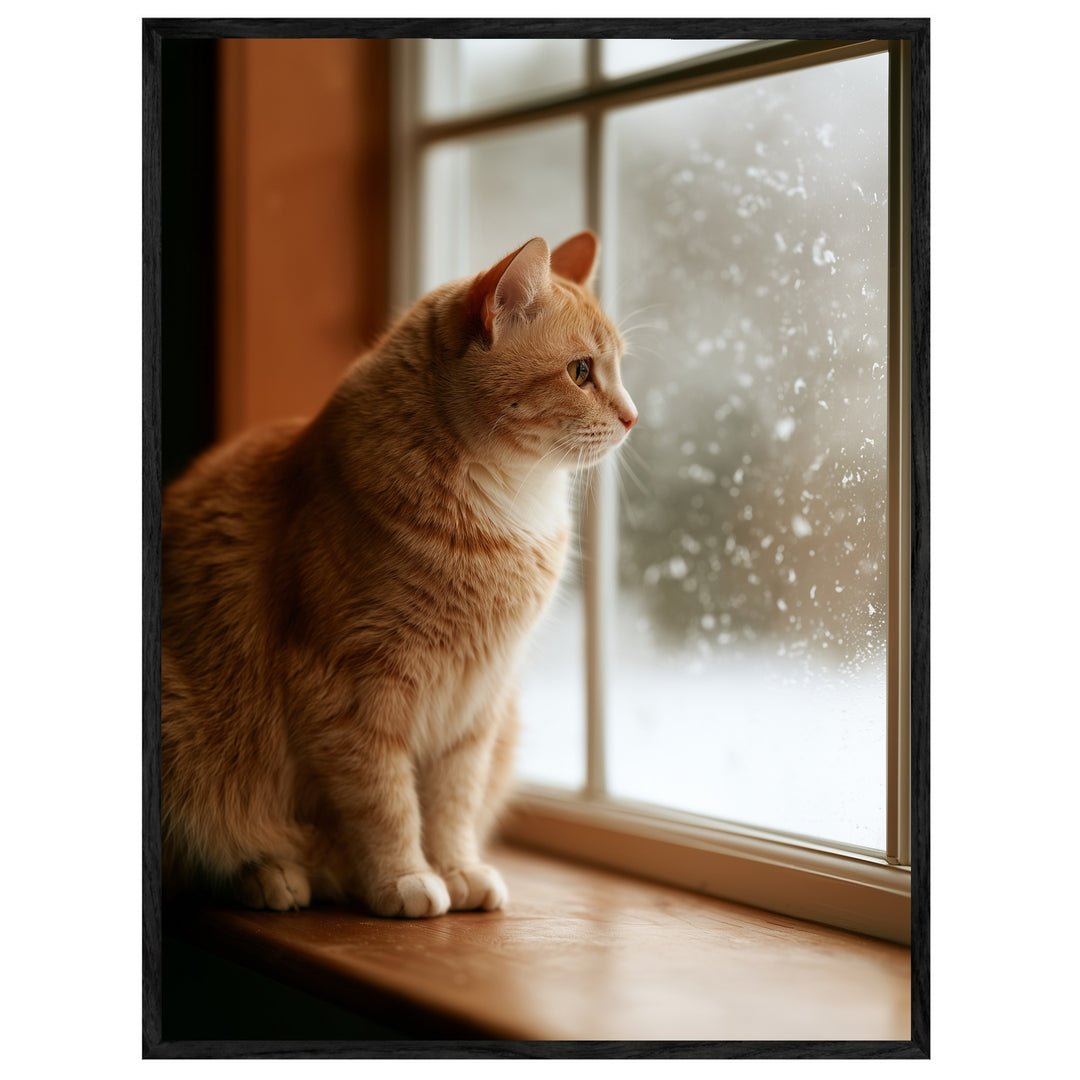 Katze am Winterfenster Leinwandbild – Leinwandbild