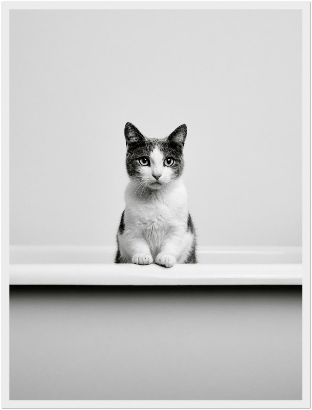 Katze in Badewanne Poster – Weißer Rahmen – Produktfoto