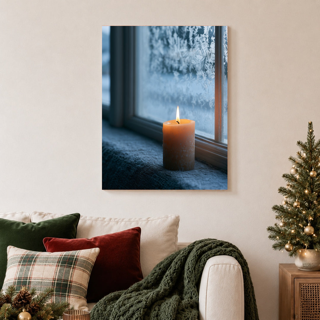 Kerze am Frostfenster Poster – Ohne Rahmen – Produktfoto
