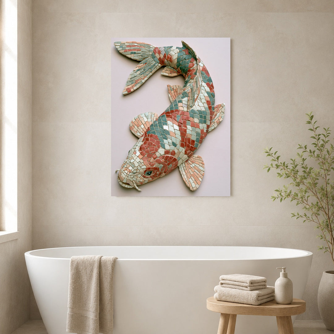 Koi Fisch Mosaik Poster – Ohne Rahmen – Produktfoto
