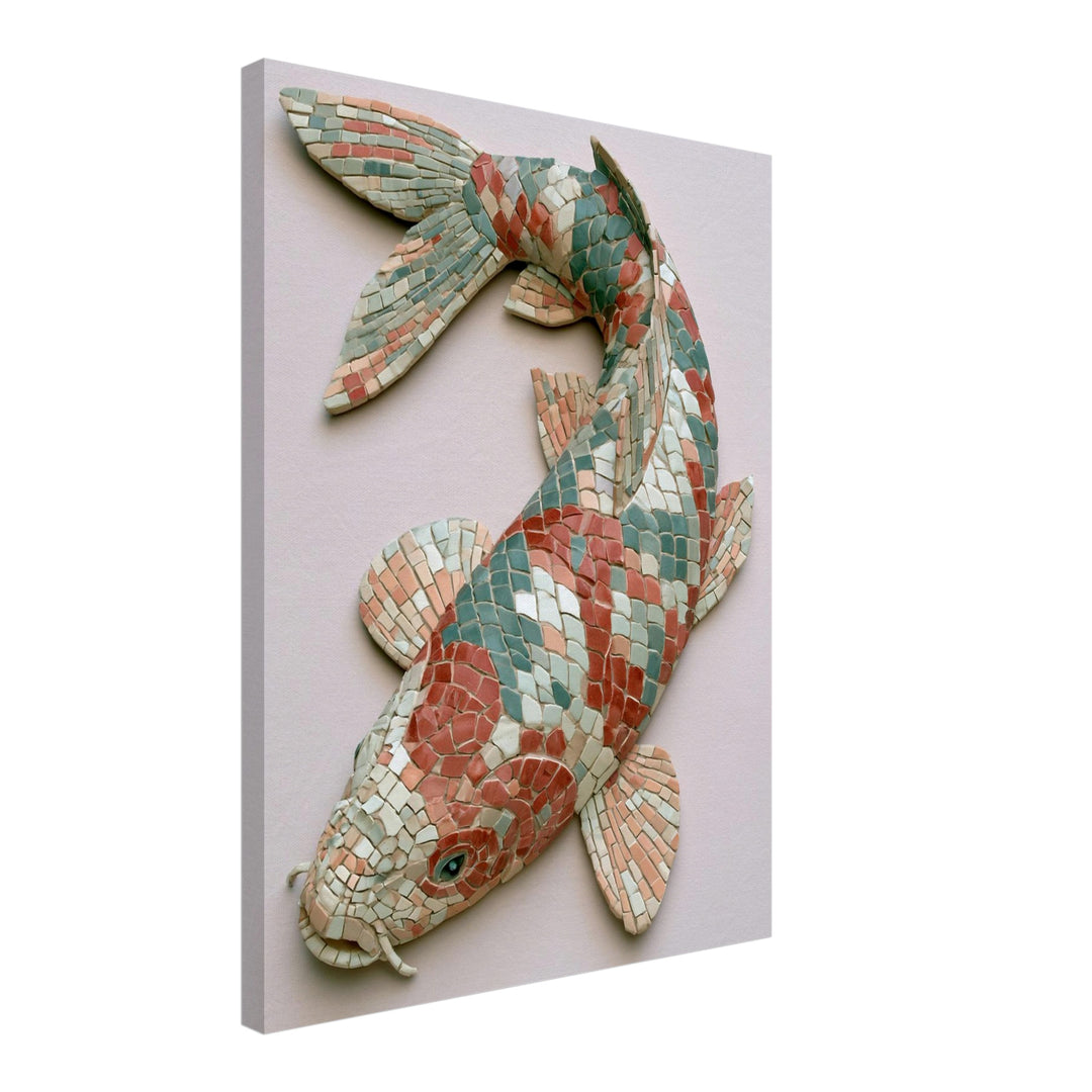 Koi Fisch Mosaik Leinwandbild – Schräge Ansicht – Produktfoto