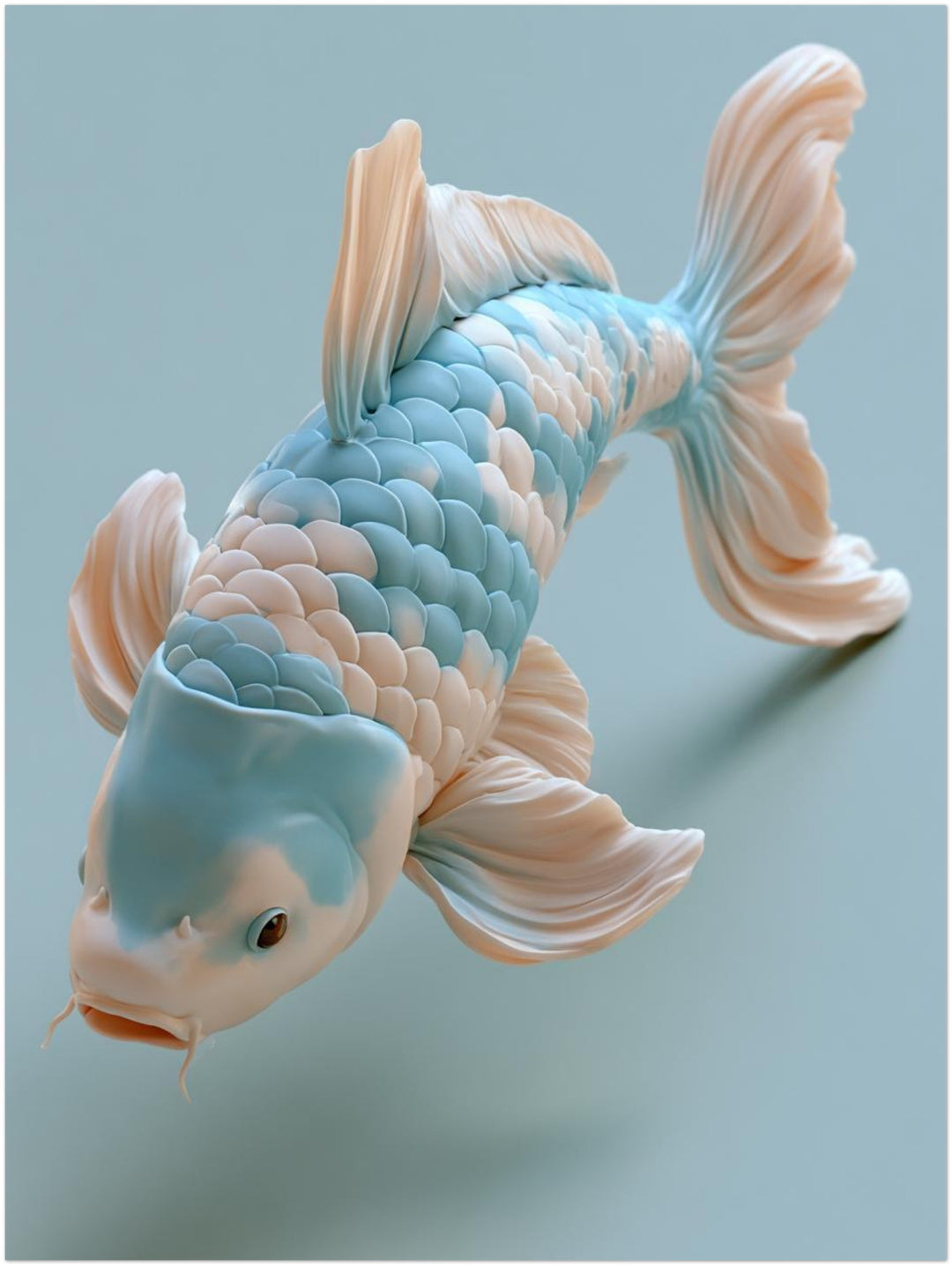 Koi Fisch Pastellblau Poster – Ohne Rahmen – Produktfoto