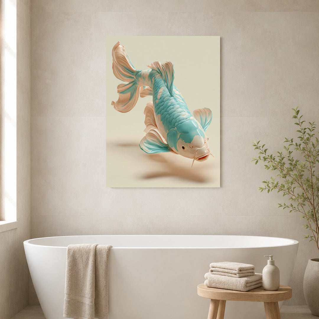 Koi Fisch türkis Leinwandbild – Ohne Rahmen – Produktfoto