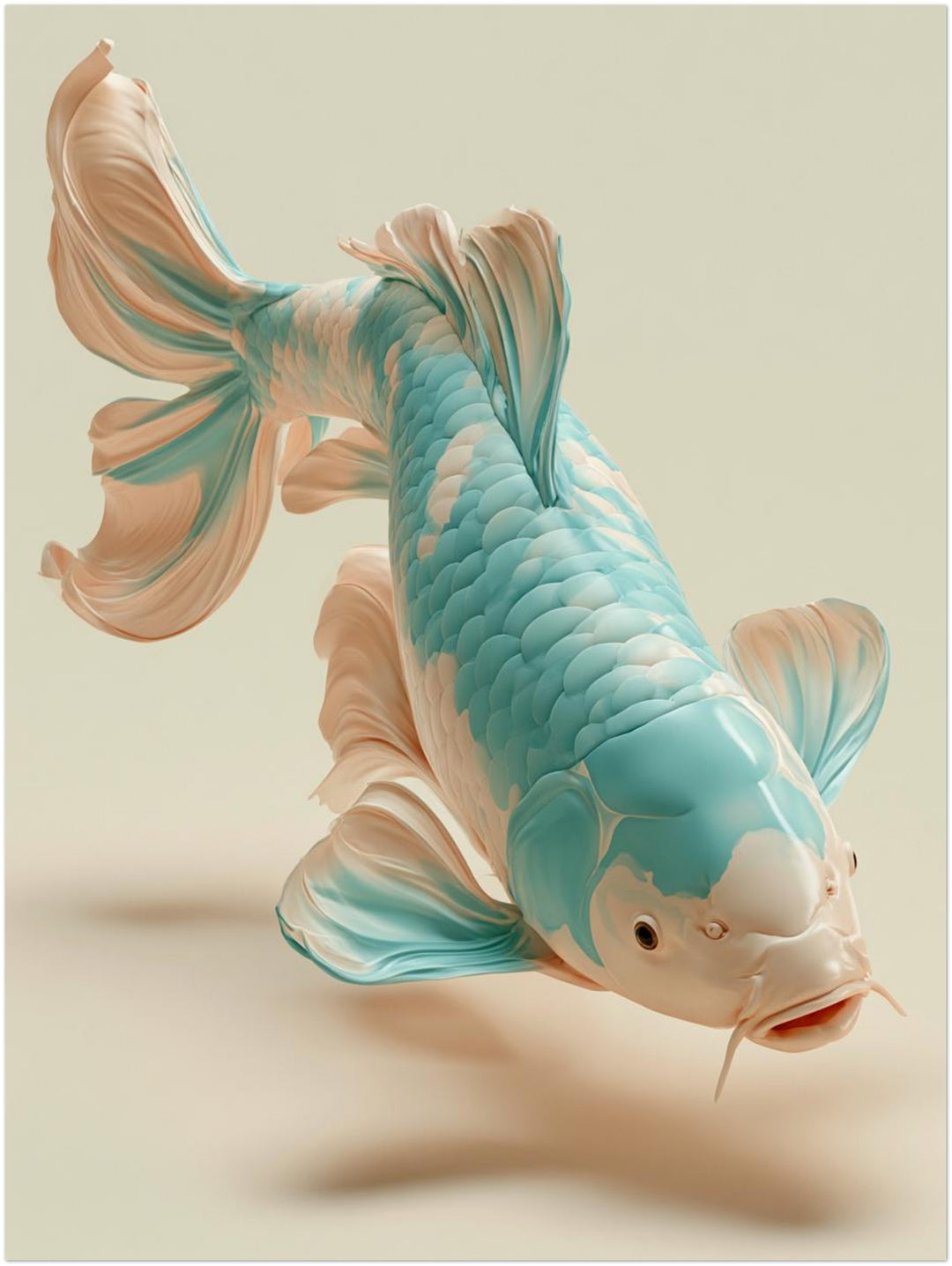 Koi Fisch türkis Leinwandbild – Ohne Rahmen – Produktfoto
