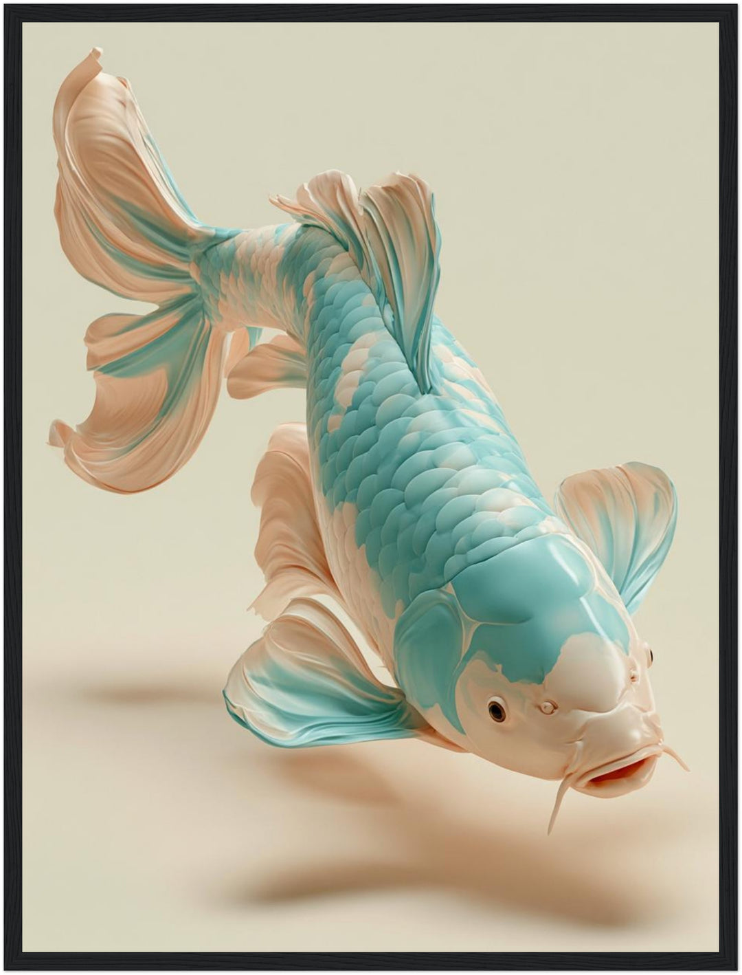 Koi Fisch türkis Poster – Schwarzer Rahmen – Produktfoto
