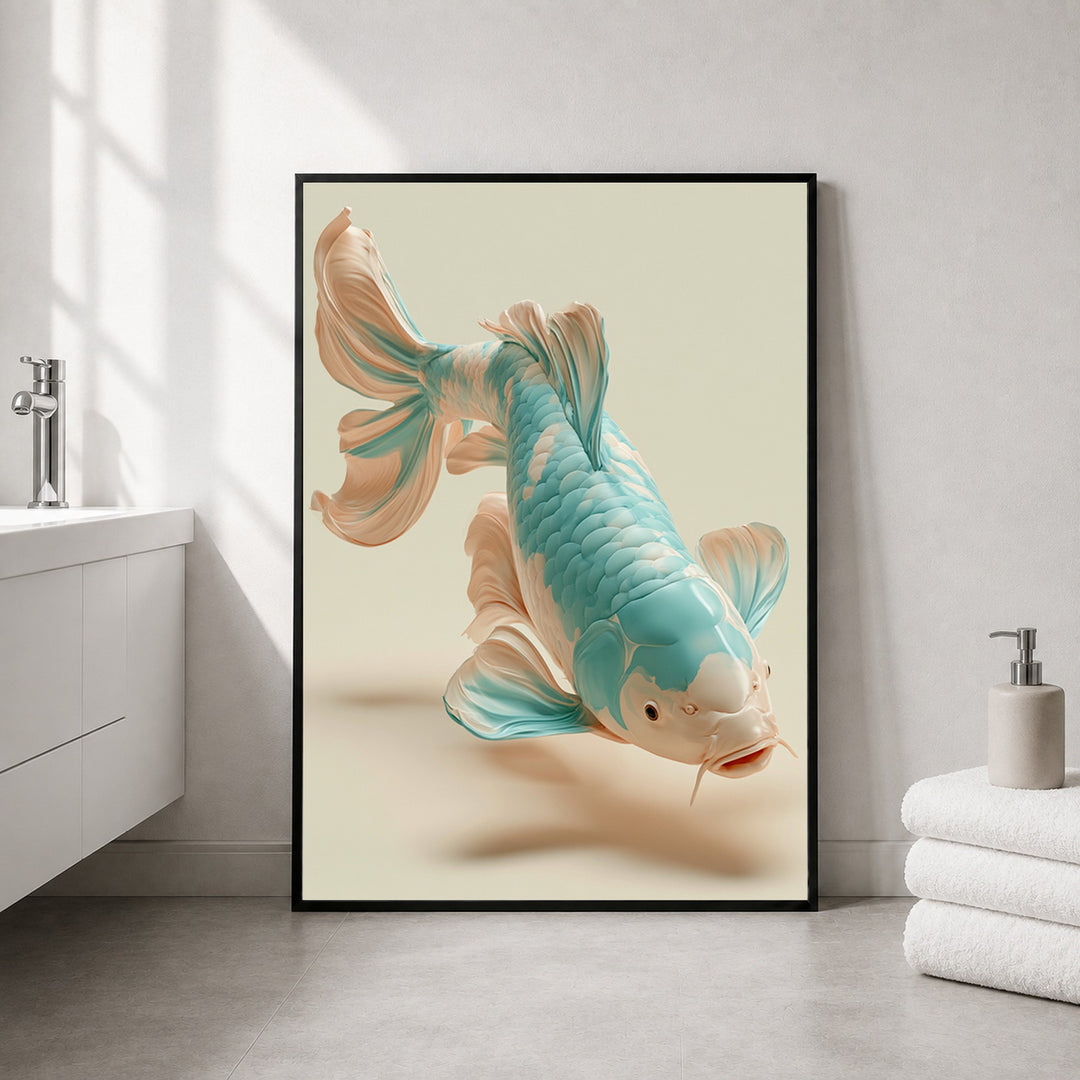 Koi Fisch türkis Poster – Schwarzer Rahmen – Produktfoto