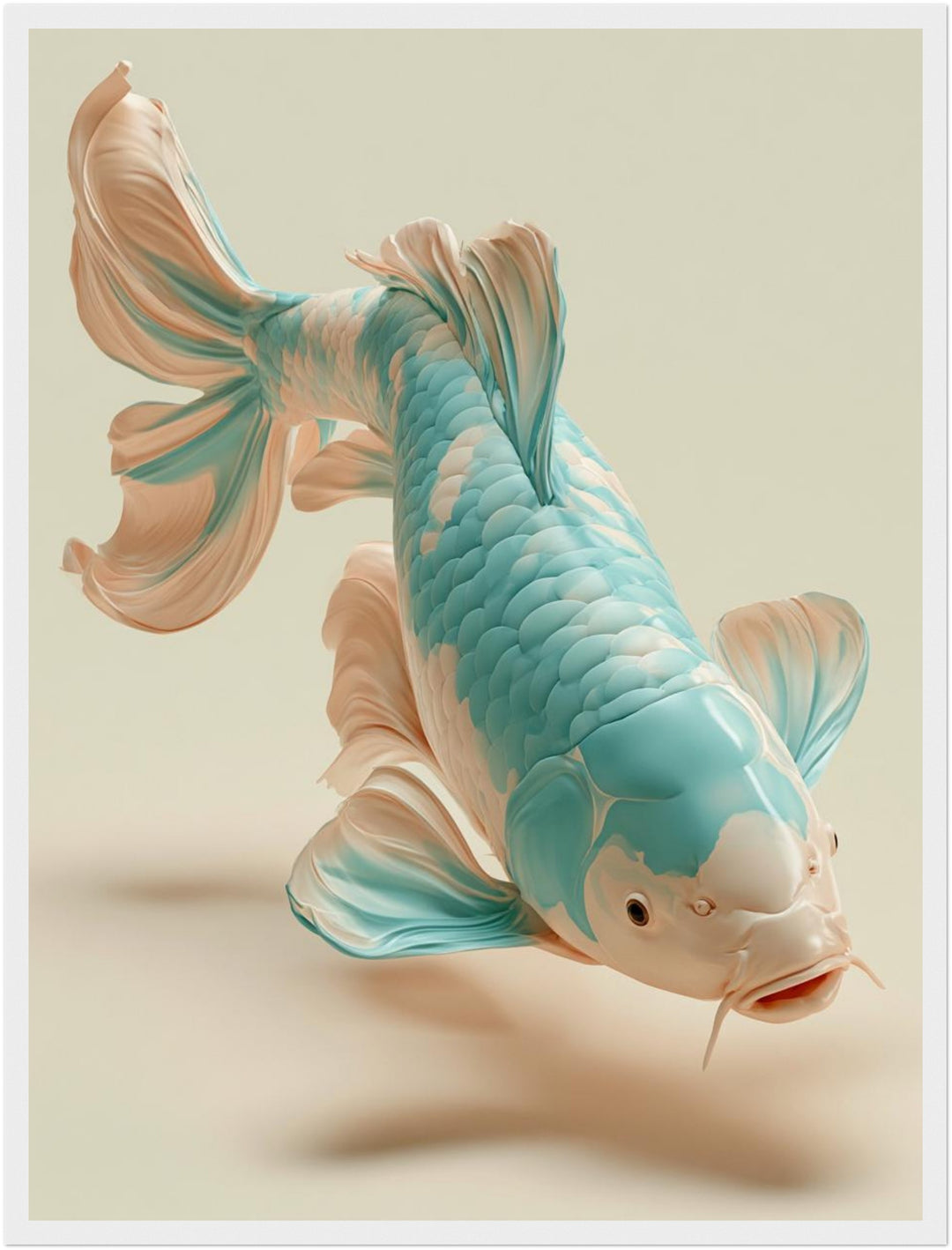 Koi Fisch türkis Poster – Weißer Rahmen – Produktfoto