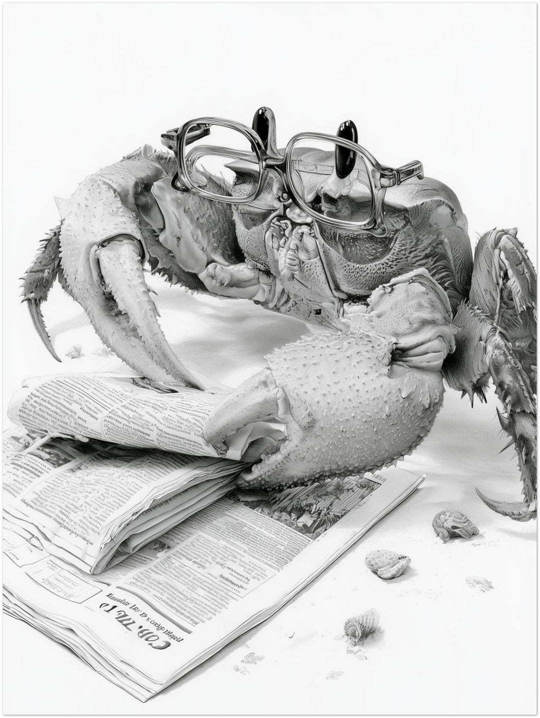 Krabbe liest Zeitung Poster – Ohne Rahmen – Produktfoto