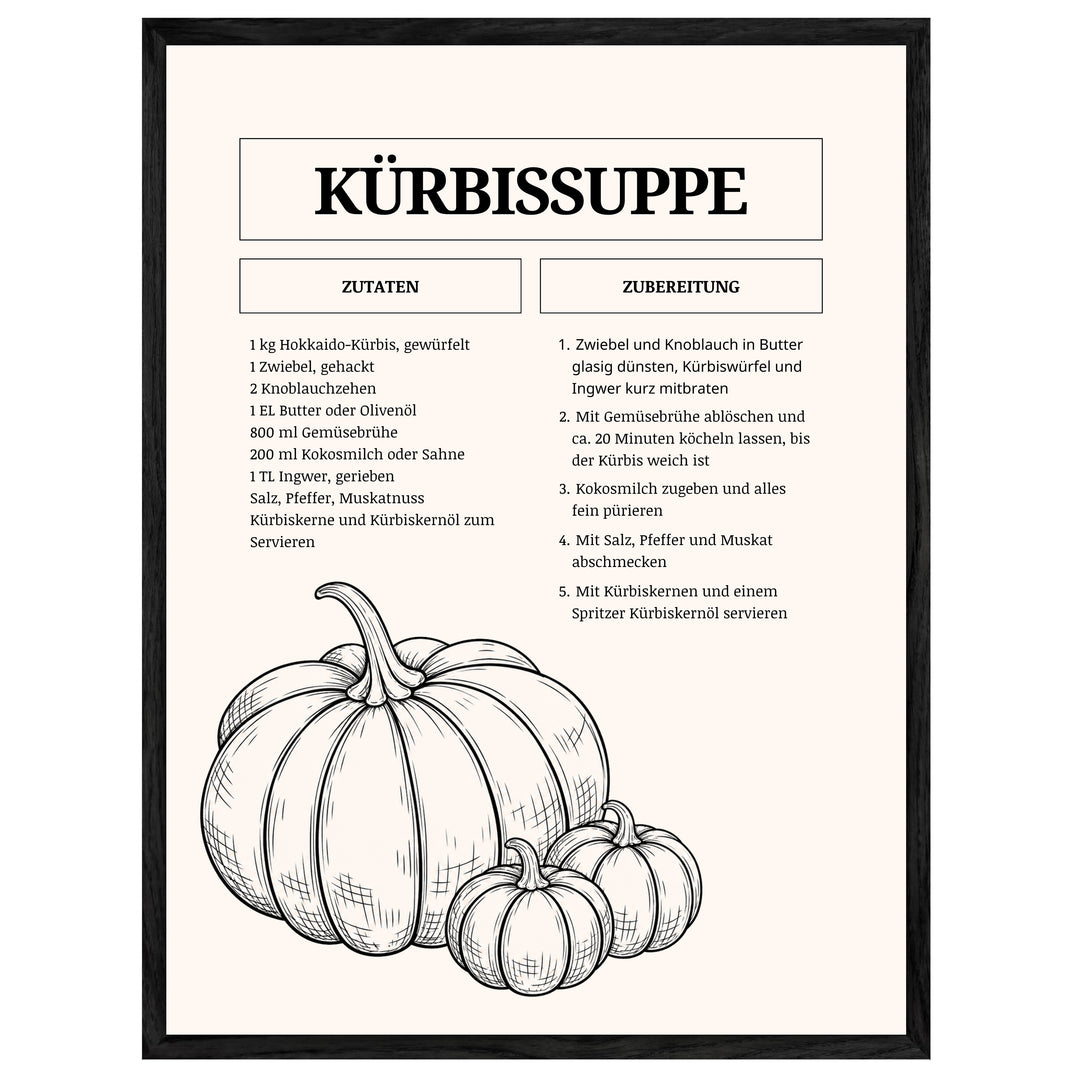 Kürbissuppe Rezept Vol. I Leinwandbild – Leinwandbild