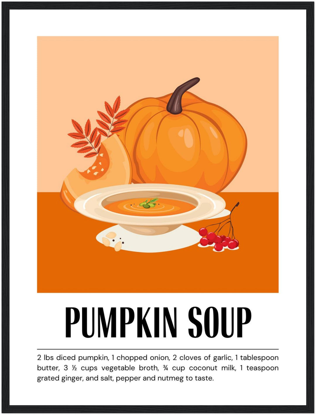 Kürbissuppe im Herbst Poster – Schwarzer Rahmen – Produktfoto