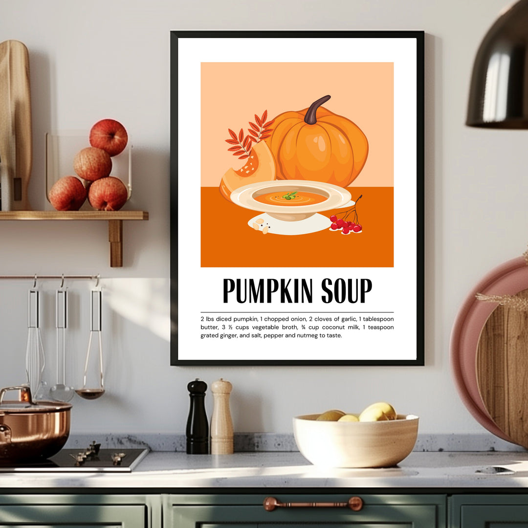 Kürbissuppe im Herbst Poster – Schwarzer Rahmen – Produktfoto