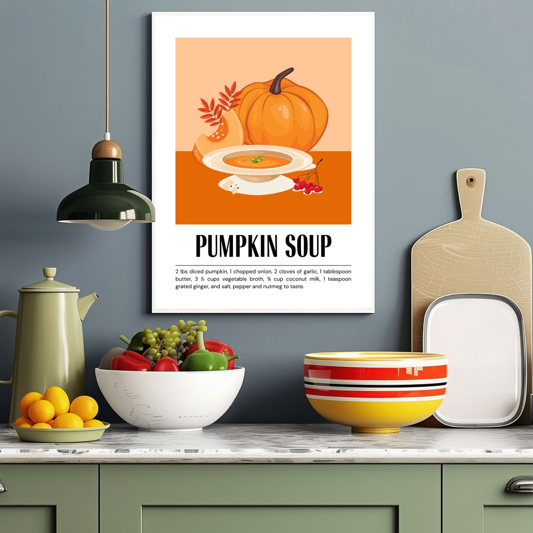 Kürbissuppe im Herbst Poster – Weißer Rahmen – Produktfoto
