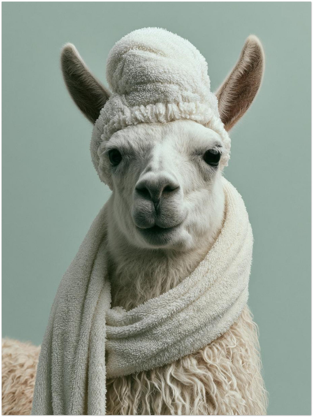 Lama mit Wintermütze Poster – Ohne Rahmen – Produktfoto