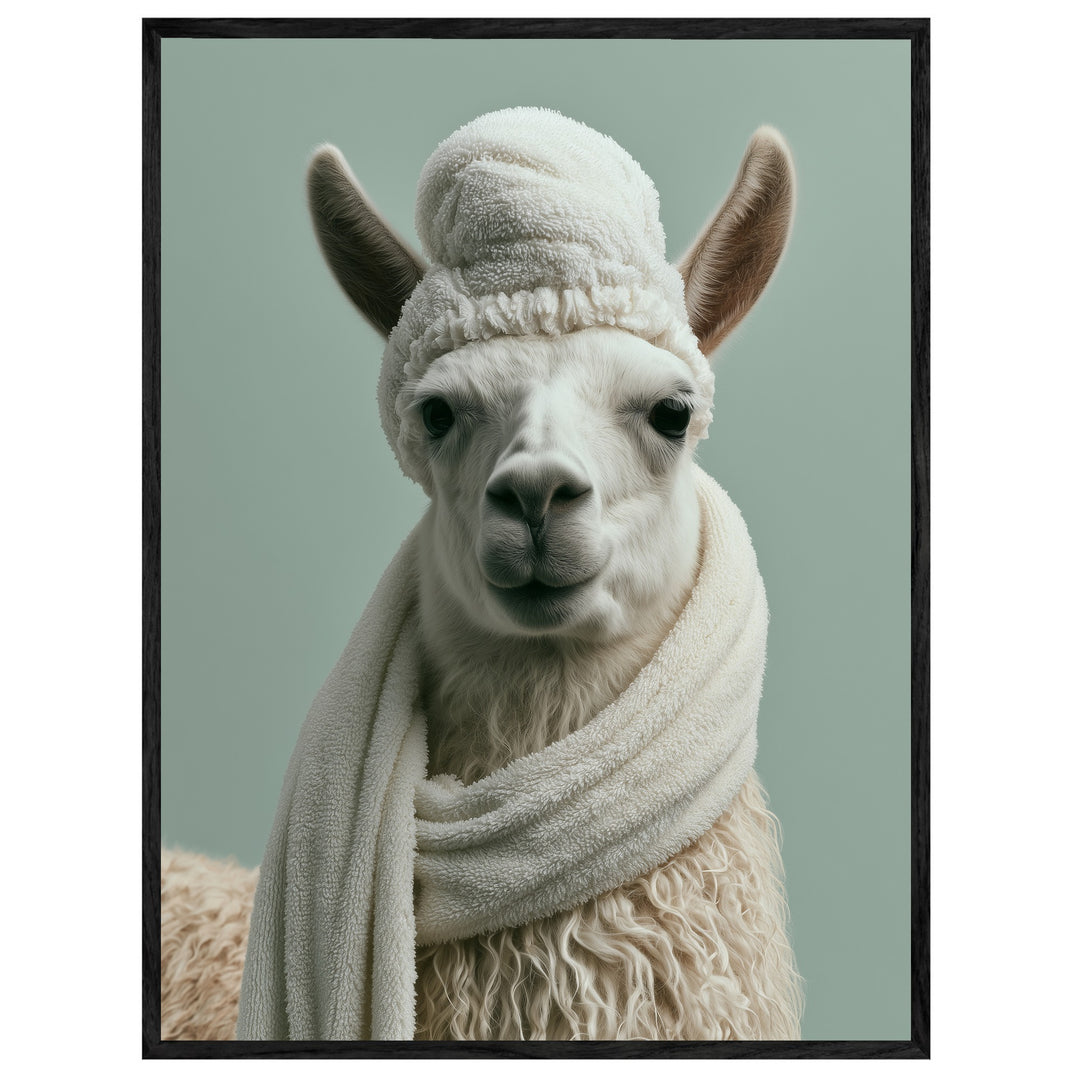 Lama mit Wintermütze Leinwand