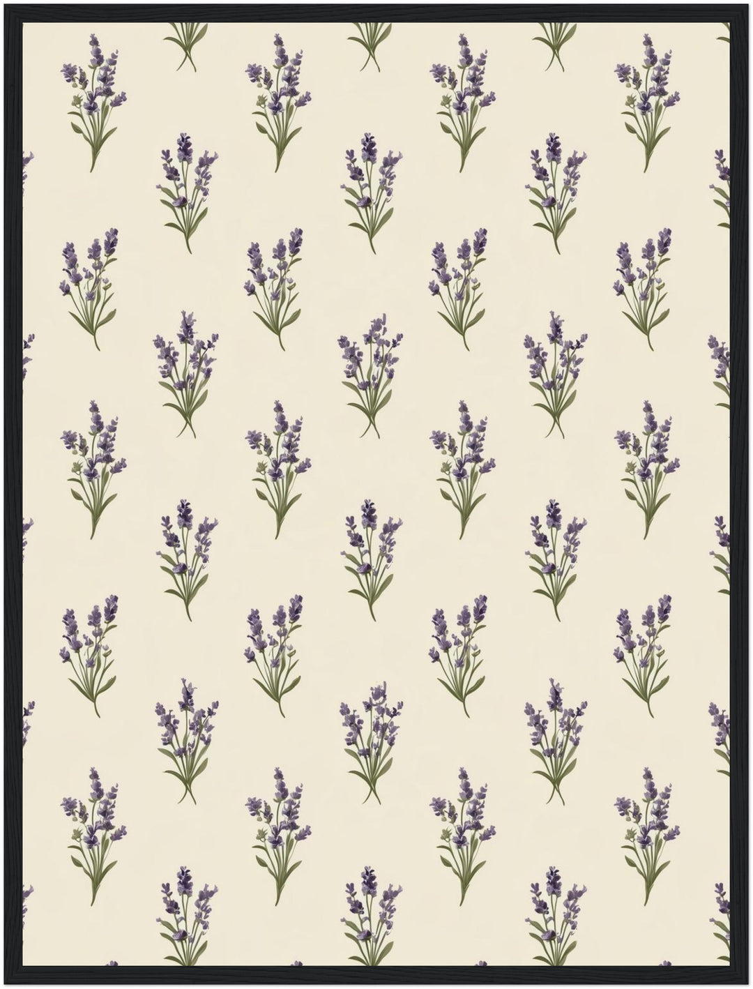 Lavendel Muster Creme Poster – Schwarzer Rahmen – Produktfoto